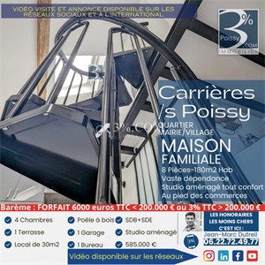 maison à la vente -   78955  CARRIERES SOUS POISSY, surface 180 m2 vente maison - UBI424482403