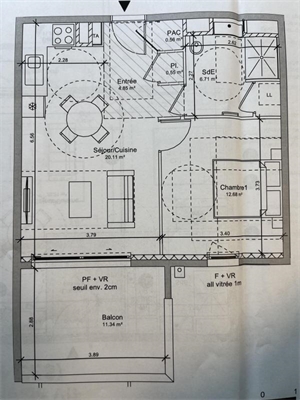 appartement à la vente -   38450  VIF, surface 45 m2 vente appartement - UBI430929272