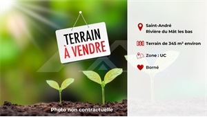 terrain à la vente -   97440  SAINT ANDRE, surface 345 m2 vente terrain - UBI416597412