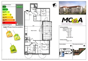 t3 à la vente -   38670  CHASSE SUR RHONE, surface 65 m2 vente t3 - UBI444260612