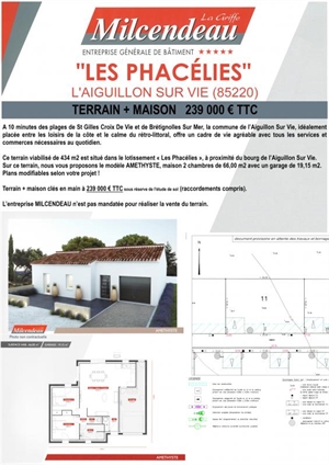 maison à la vente -   85220  L AIGUILLON SUR VIE, surface 66 m2 vente maison - UBI431442626