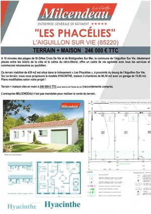 maison à la vente -   85220  L AIGUILLON SUR VIE, surface 80 m2 vente maison - UBI431443859