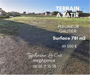 terrain a batir à la vente -   22740  PLEUMEUR GAUTIER, surface 781 m2 vente terrain a batir - UBI444720032